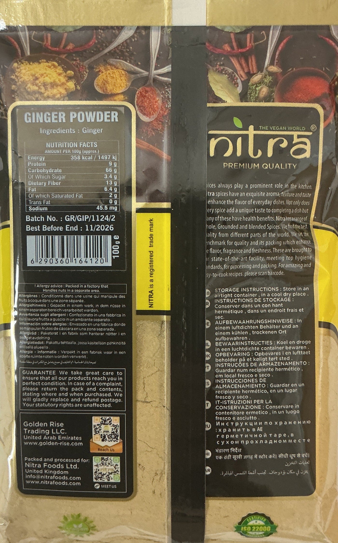 Nitra Spices Ginger Powder 100g Mix & Match Any 3 for £1.98 - Image 2