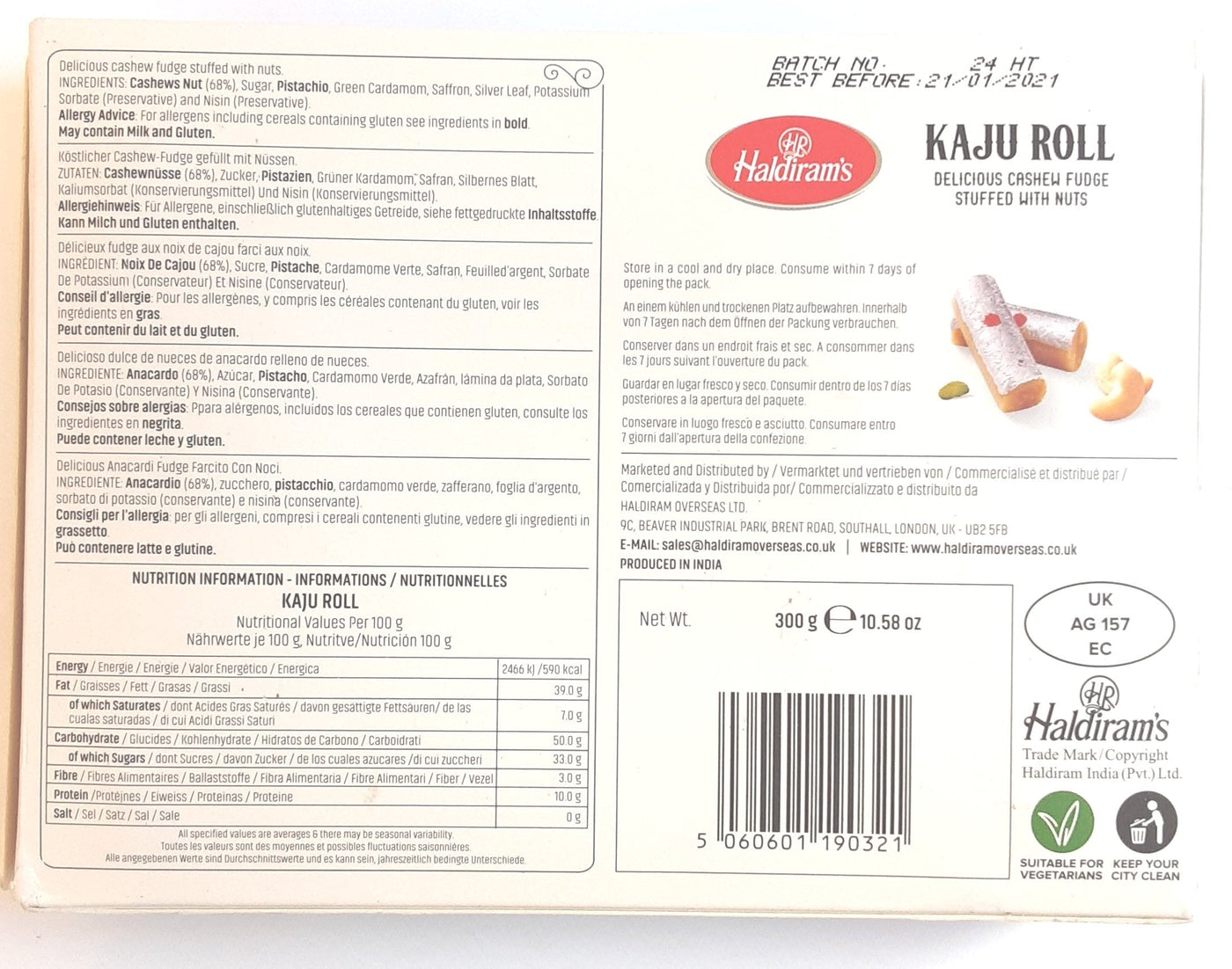 Haldirams Sweets Kaju Roll 300g Indian - Image 2