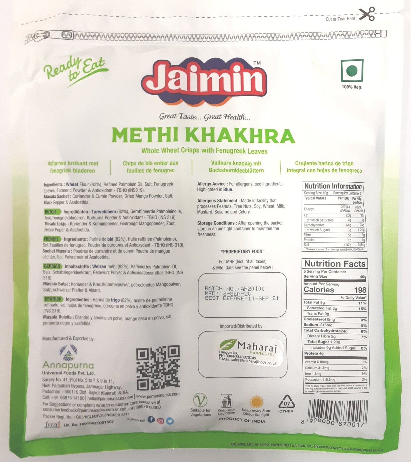 Jaimin Methi Khakhra 200g - Image 2