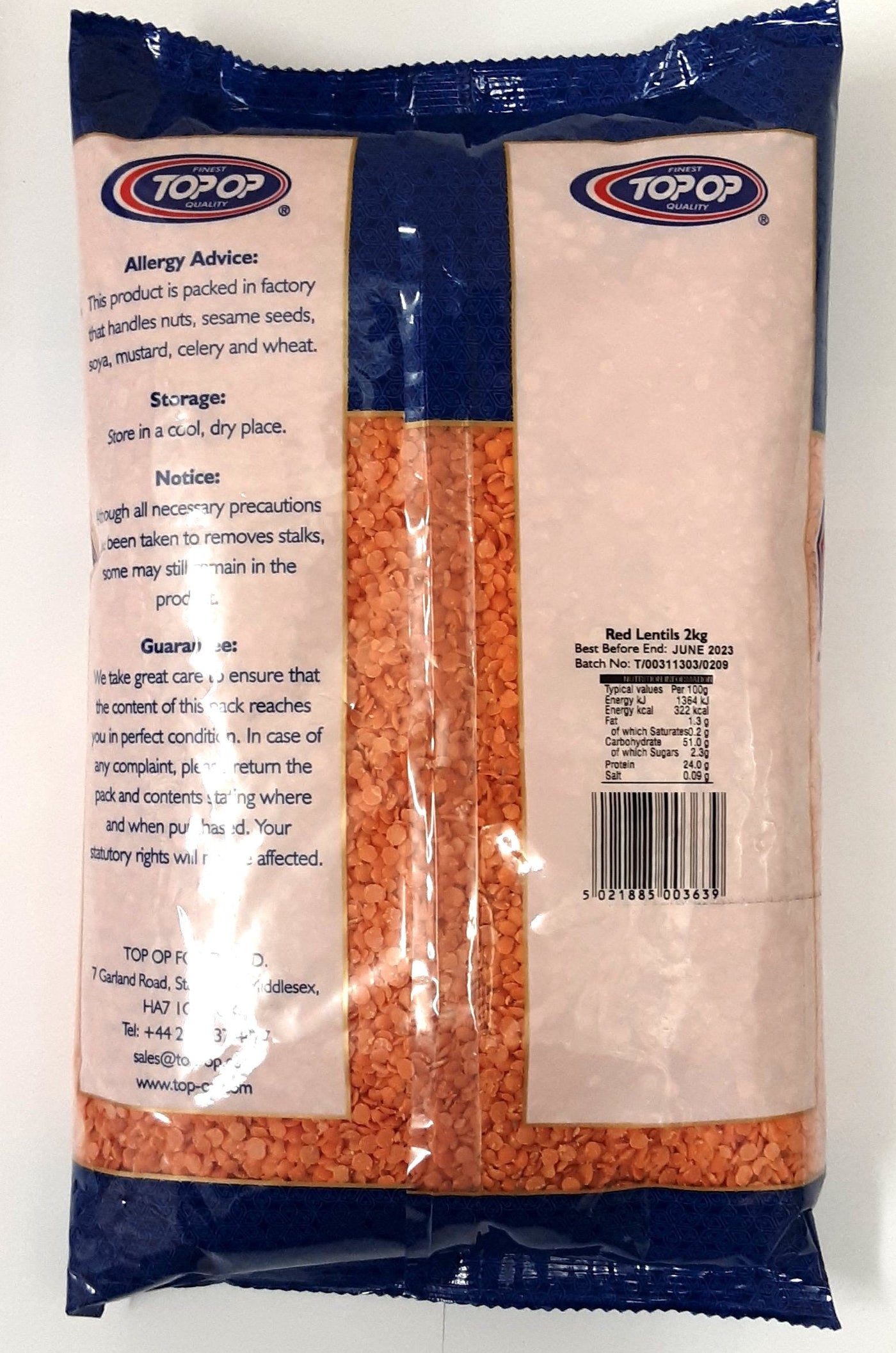 Top Op Lentils Masoor Dall Red 2kg - Image 2