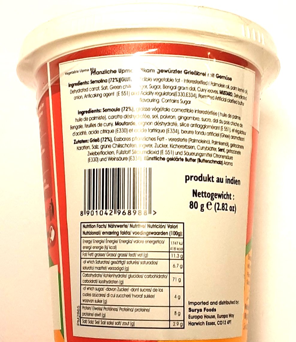 MTR Instant Vegetables Upma Cup 80g - Image 2