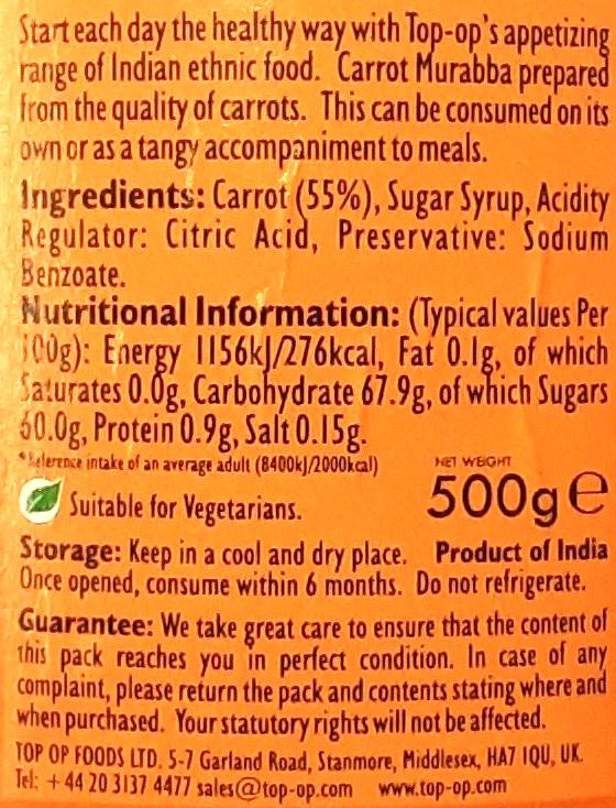 Top Op Murabba Carrot Preserve 500g - Image 2