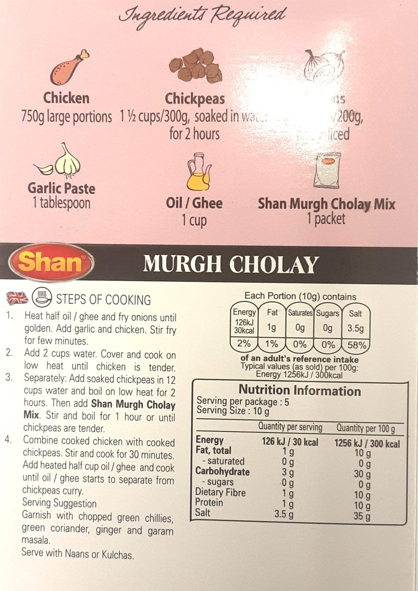 Shan Masala Murgh Cholay 50g Mix & Match Any 2 For £2.60 - Image 2