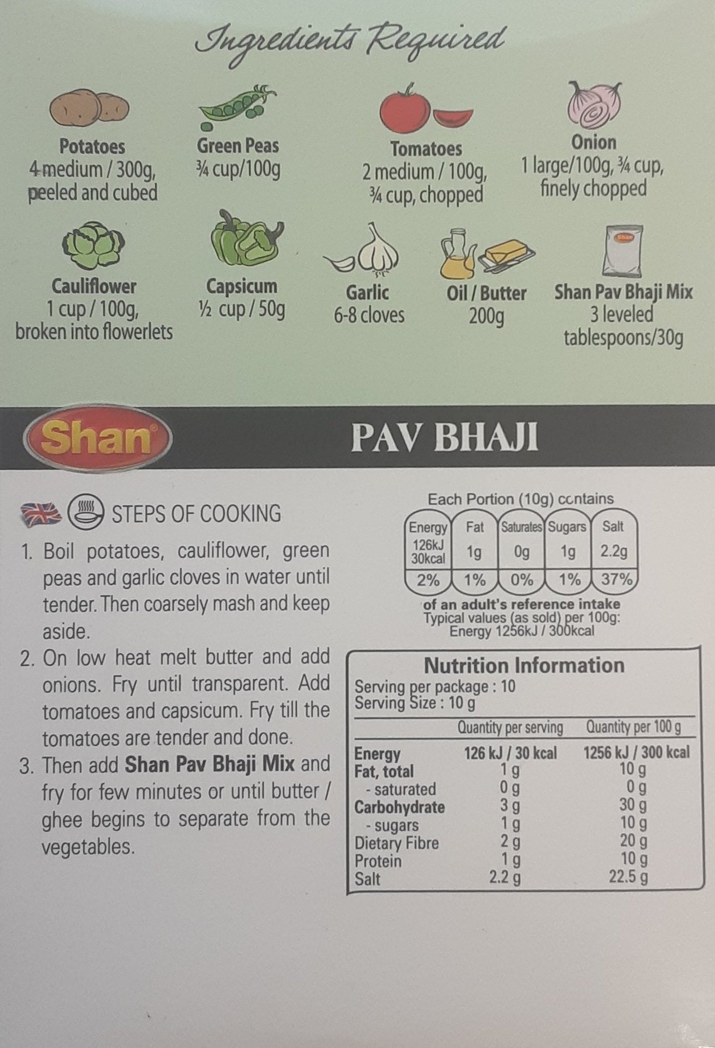 Shan Masala Pav Bhaji 100g Mix & Match Any 2 For £2.60 - Image 2