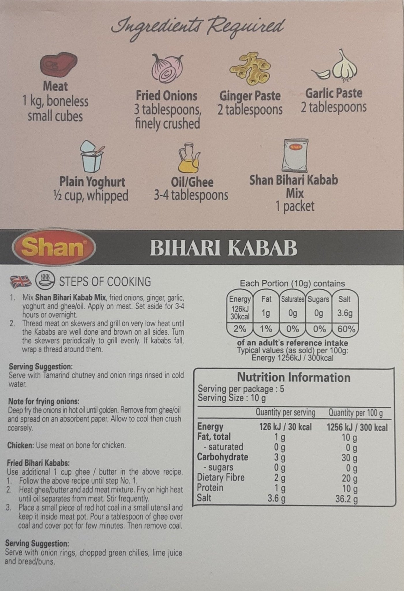 Shan Masala Bihari Kabab 50g Mix & Match Any 2 For £2.60 - Image 2
