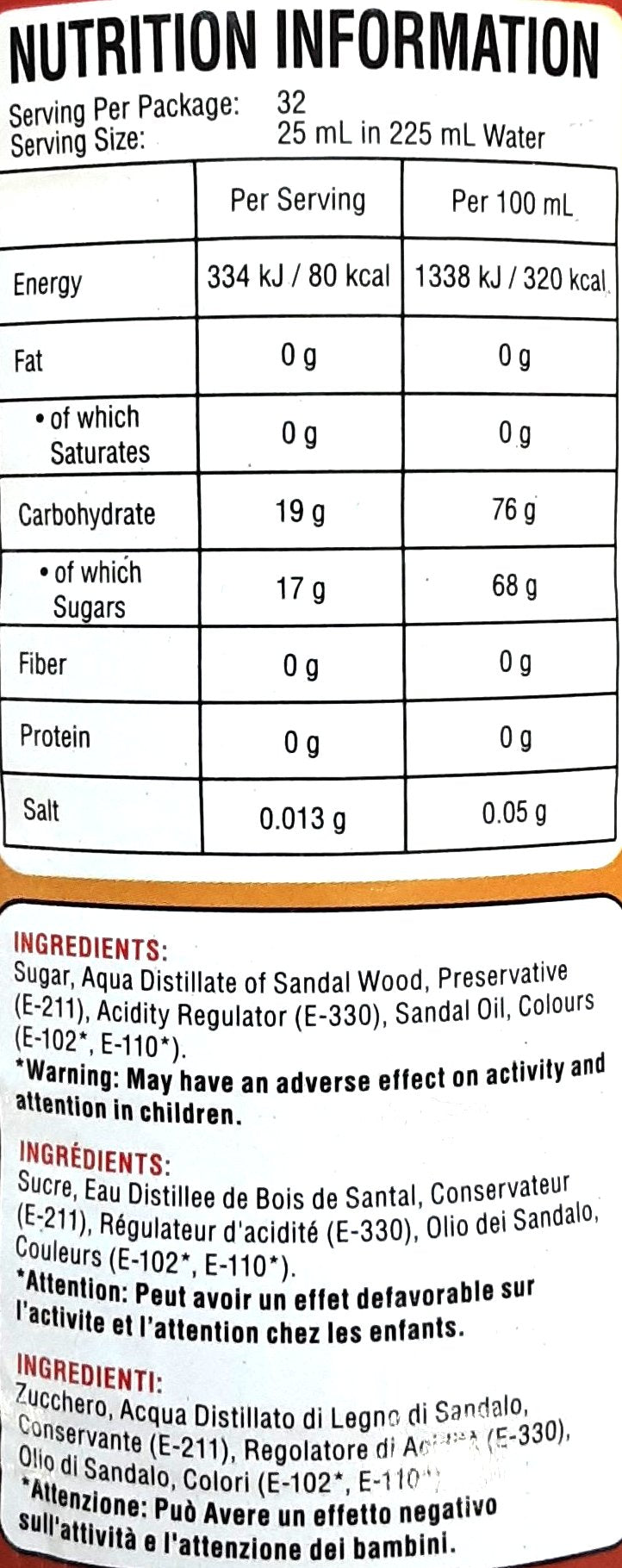 Qarshi Sandal Syrup 800ml - Image 2