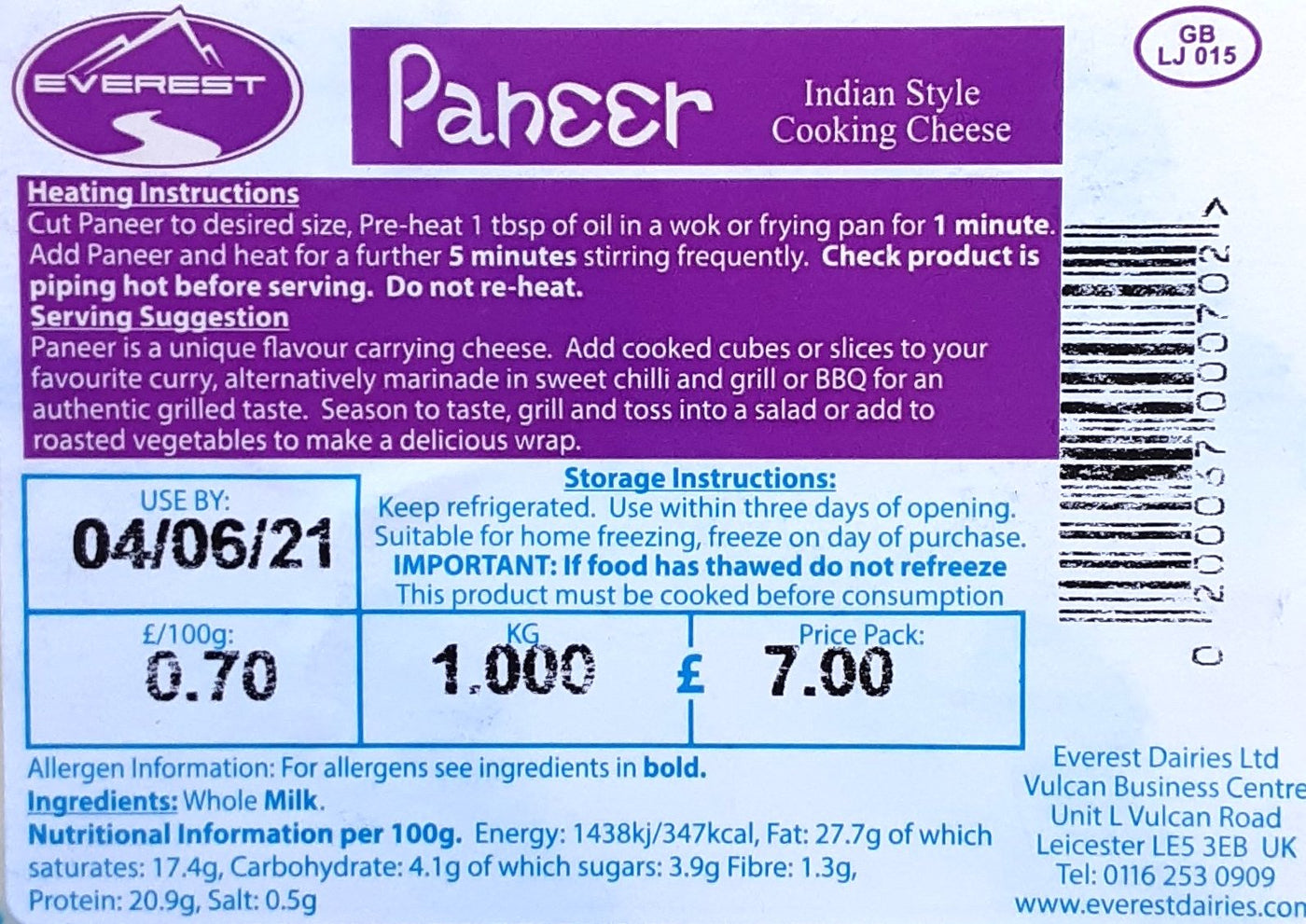 Everest Paneer Block 1kg - Image 2