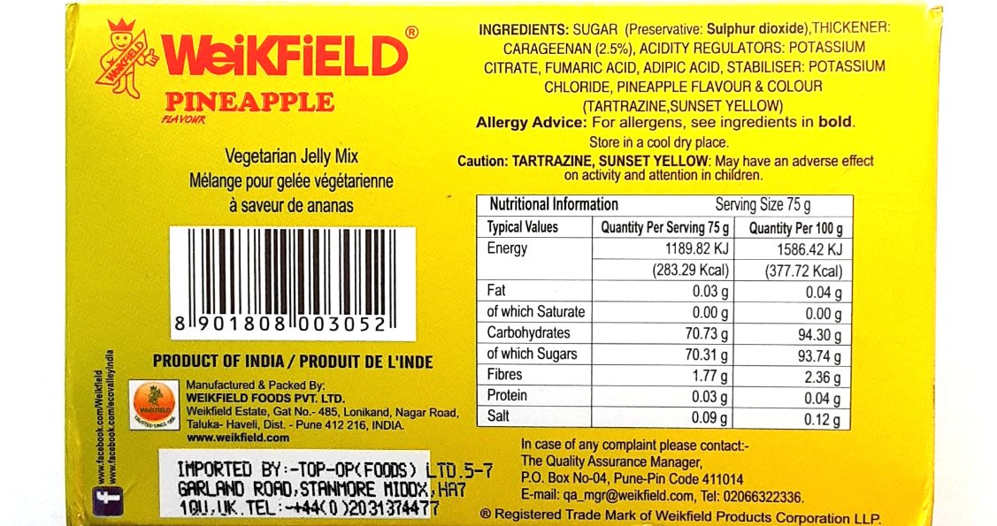 Weikfield Jelly Crystals Pineapple 100% Vegetarian 75g - Image 2