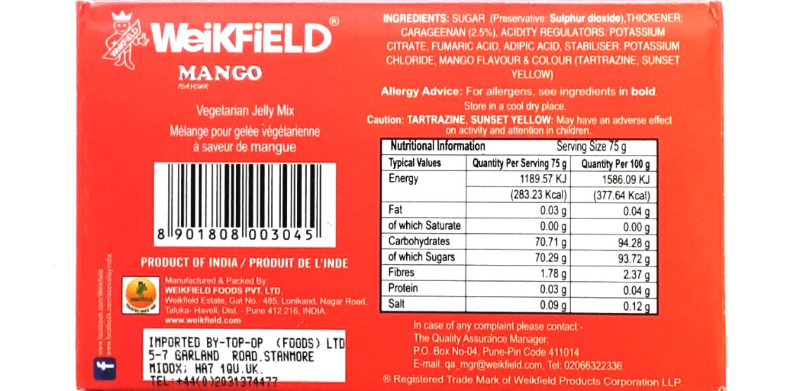 Weikfield Jelly Crystals Mango 100% Vegetarian 75g - Image 2