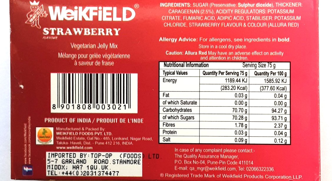 Weikfield Jelly Crystals Strawberry 100% Vegetarian 75g - Image 2