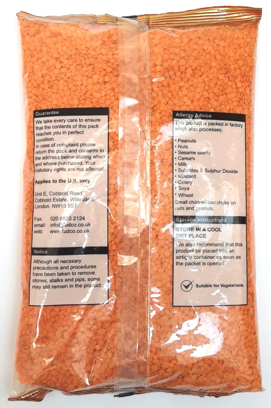 Fudco Lentils Red Split Masoor Dall 1.5kg - Image 2