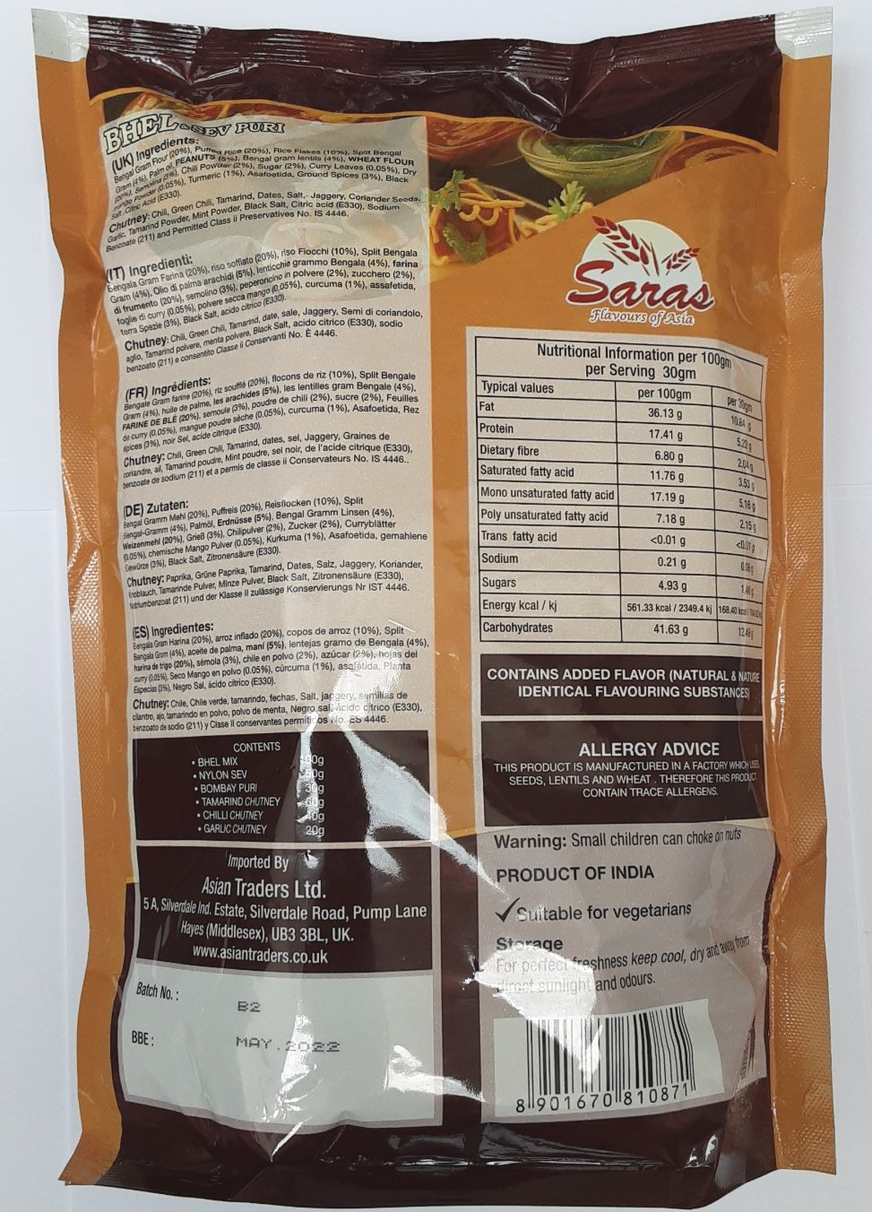 Saras Bhel & Sev Puri 300g - Image 2