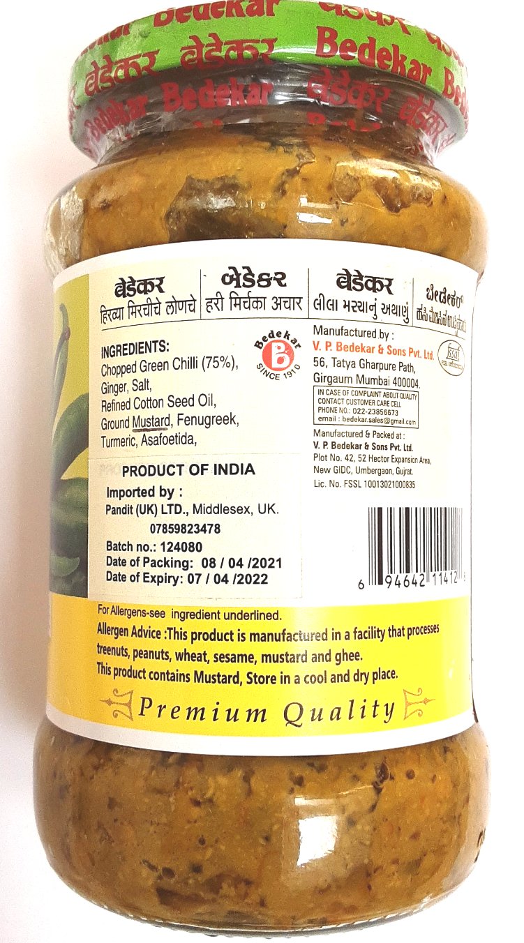Bedekar Pickle Green Chilli 400g - Image 2