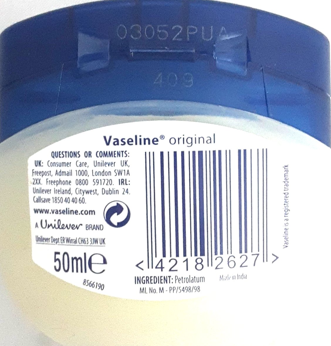 Vasaline Original Pure petroleum jelly 50ml - Image 2