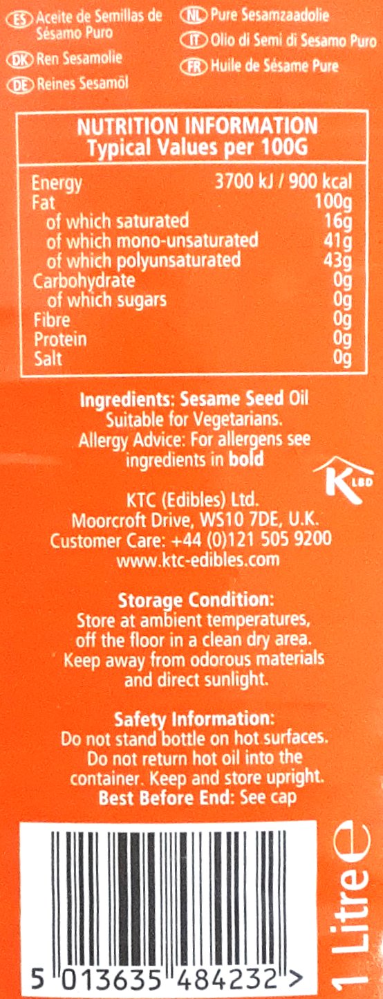 KTC Oil Gingelly Sesame 100% Pure 1ltr - Image 2