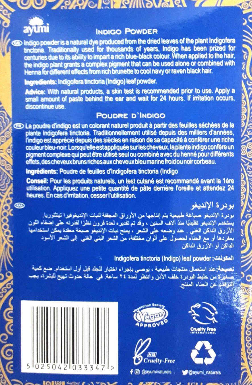 Ayumi Indigo Powder Hair Colorant 100g - Image 2
