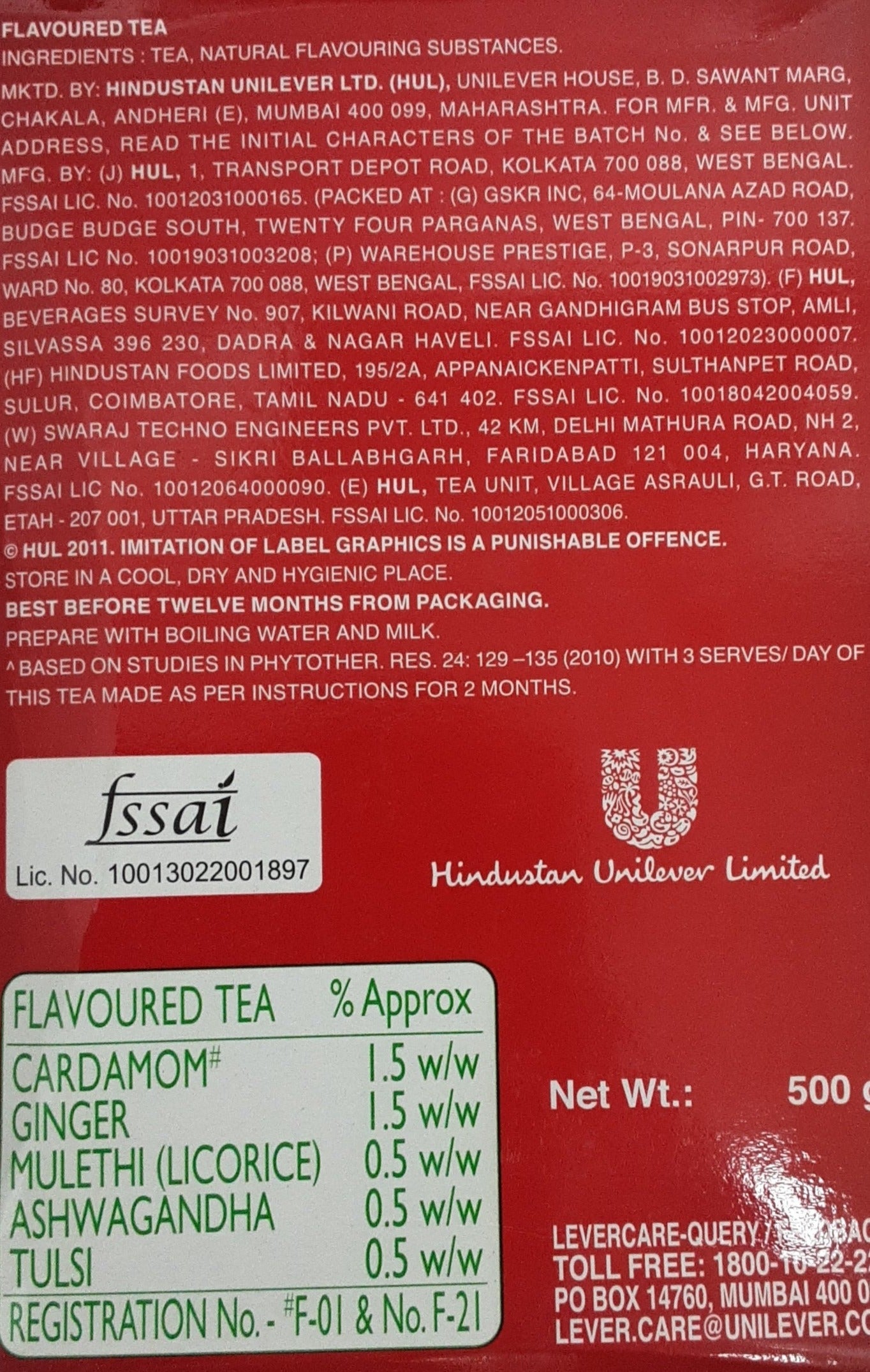 Brooke Bond Red Label Natural Care Loose Tea 500g - Image 2
