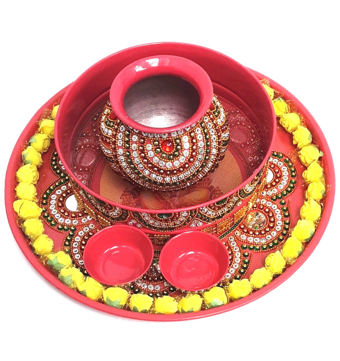 Traditional Karwa Chauth Pooja Kit Design 2G Get Cotton Wick Jot Pack Free - Image 2
