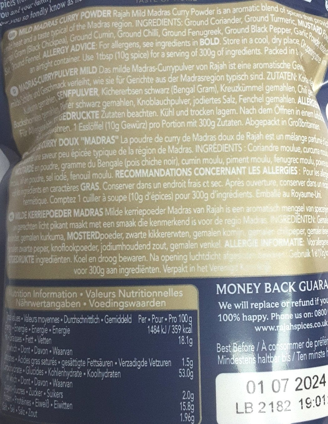 Rajah Madras Curry Powder Mild 100g - Image 2