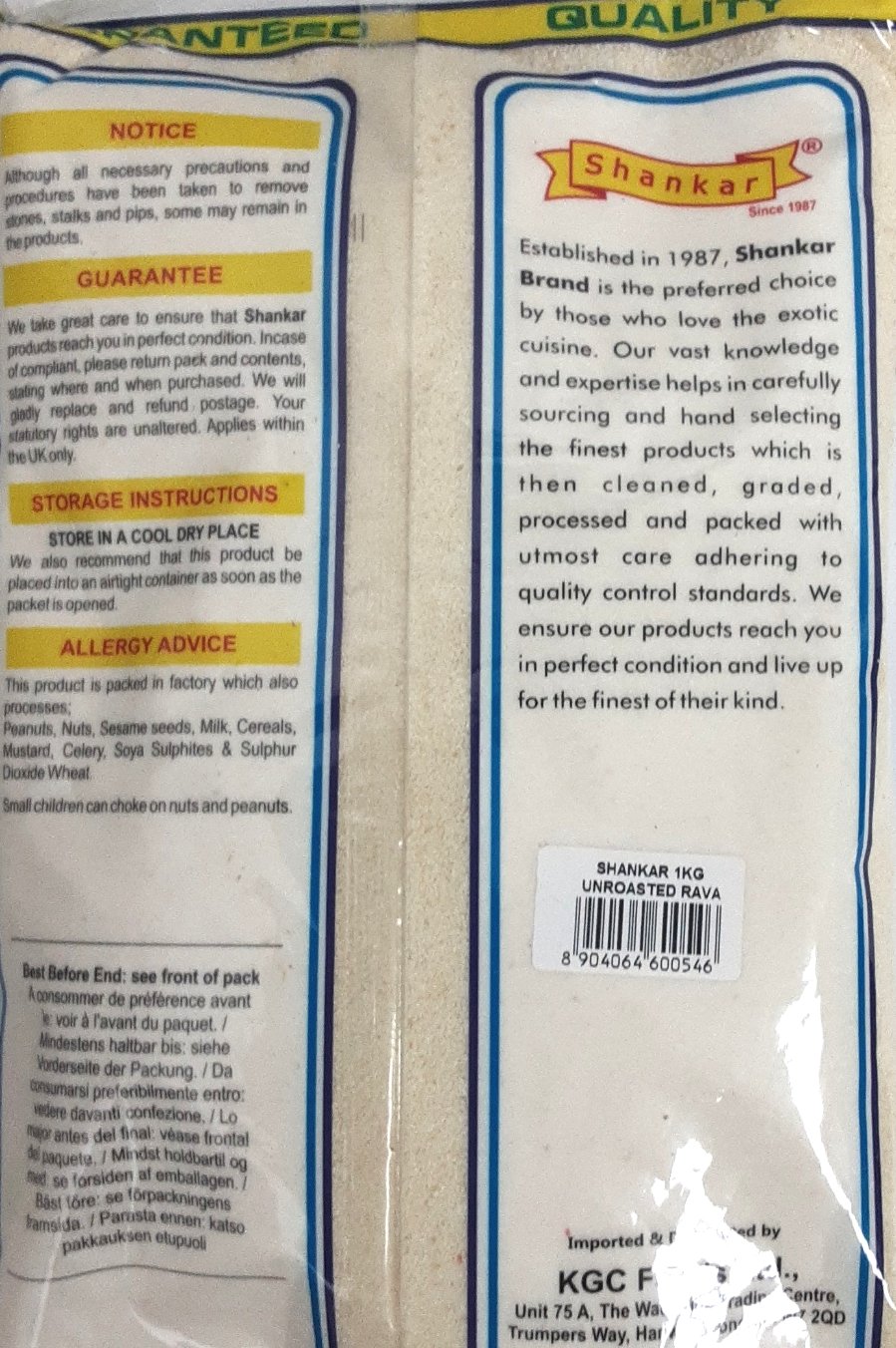 Shankar Semolina Sooji Unroasted Rava 1Kg - Image 2