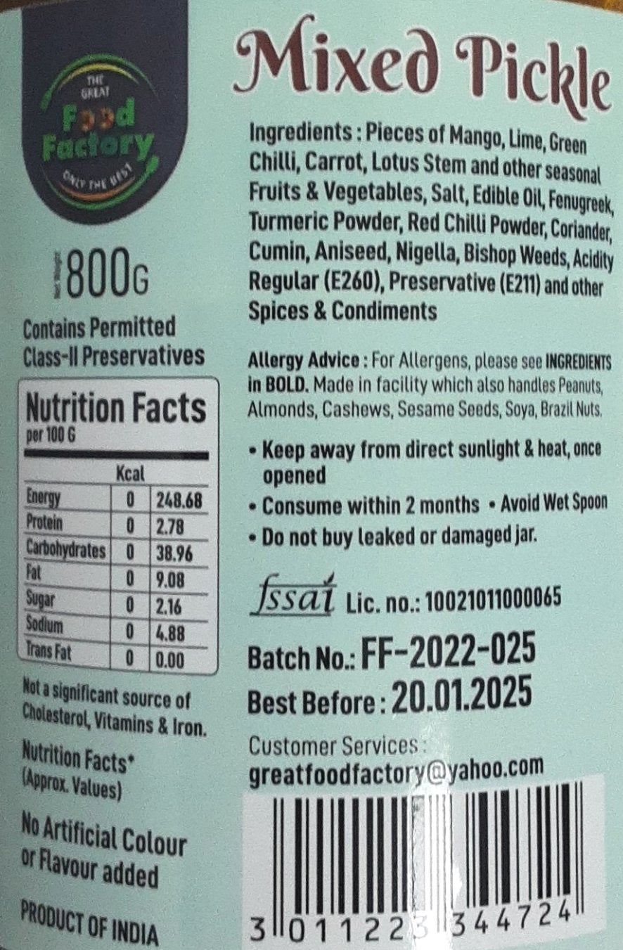 Food Factory Pickle Mixed 800g - Image 2