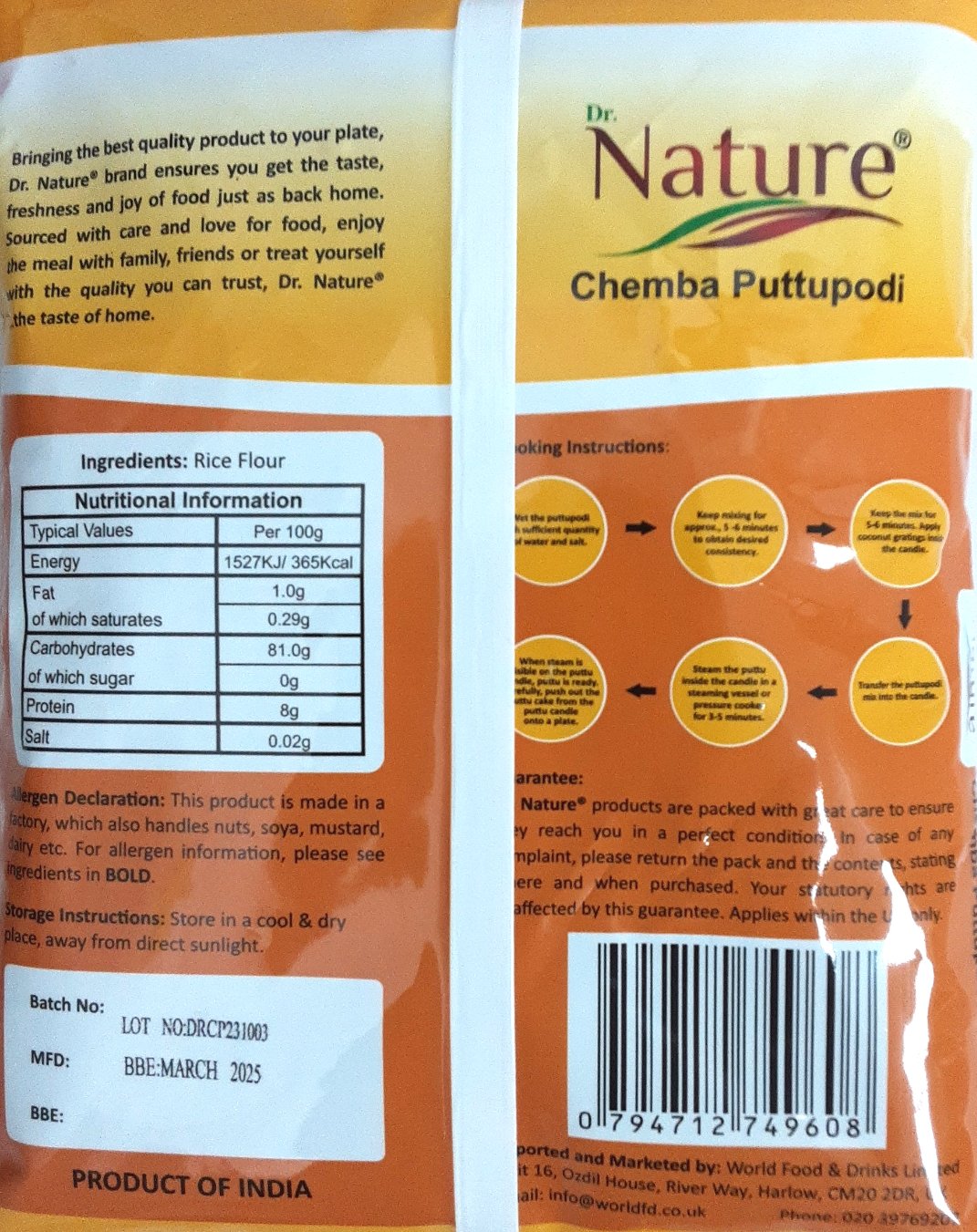 Dr Nature Traditional Chemba Puttupodi 1Kg - Image 2