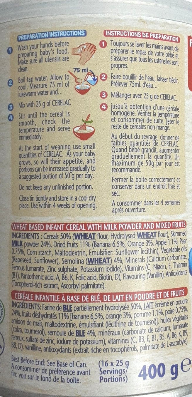 Nestle Cerelac Mixed Fruits & Wheat 400g - Image 2