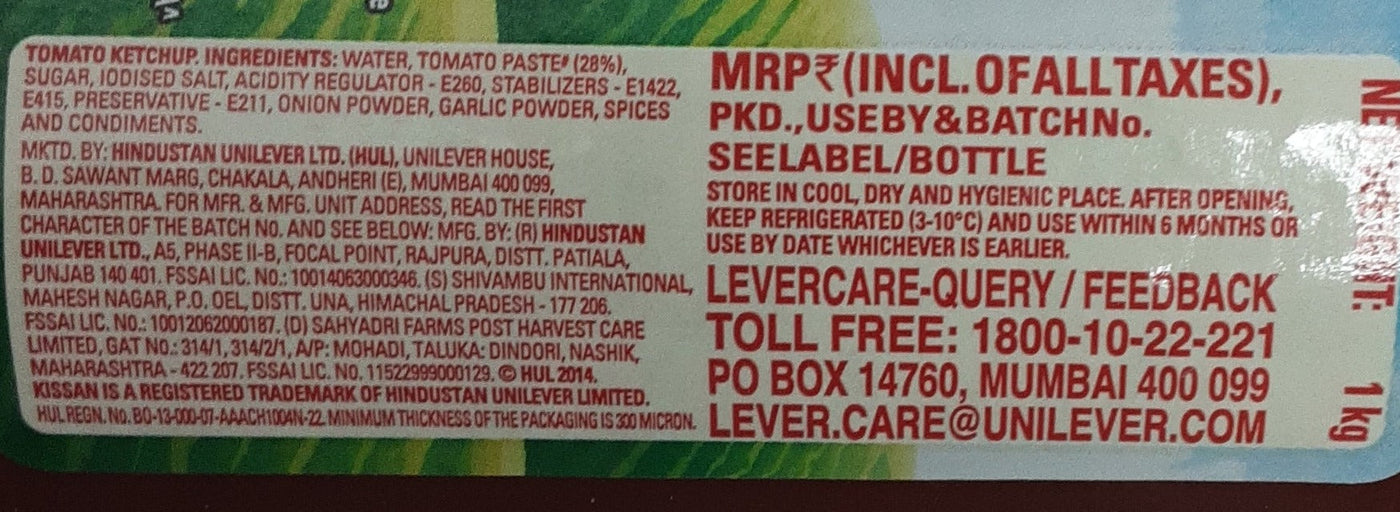 Kissan Fresh Tomato Ketchup 500g - Image 2