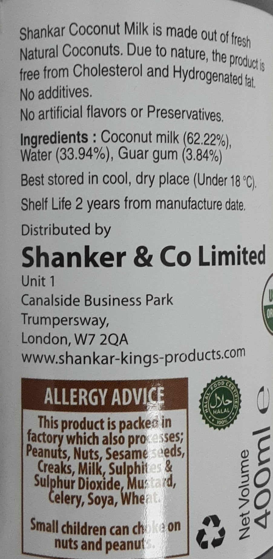 Shankar Coconut Milk 400ml - Image 2