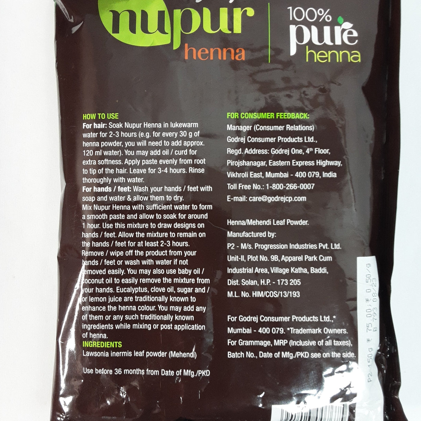 Godrej Nupur Henna For silky and shiny hair 400g - Image 2