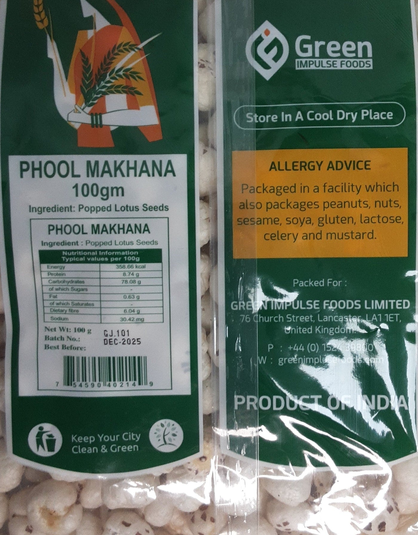 Green Impulse Phool Makhana 100g - Image 2