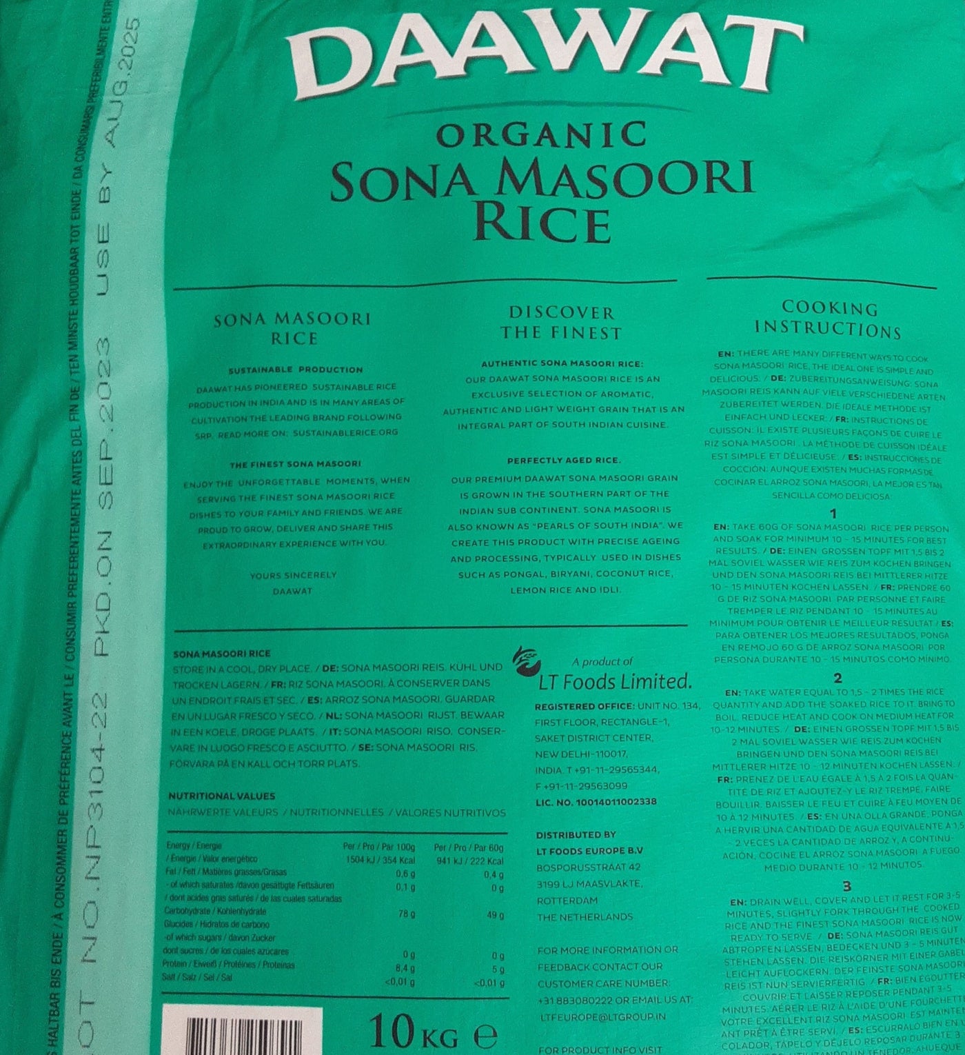Daawat Rice Sona Masoori Organic 10kg - Image 2