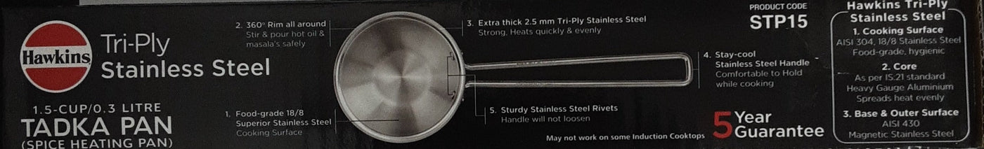 Hawkins Stainless Steel Tadka Pan 1.5 Cups - Image 2