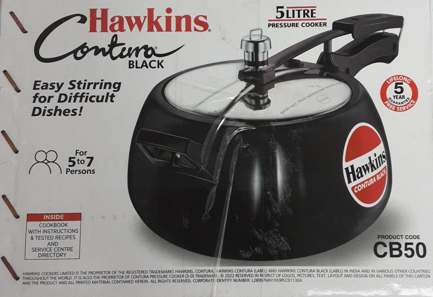 Hawkins Pressure Cooker Contura Black 5Litre - Image 2