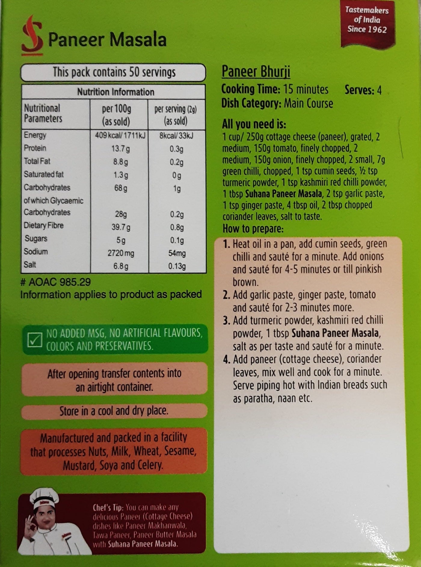Suhana Masala Paneer 100g - Image 2