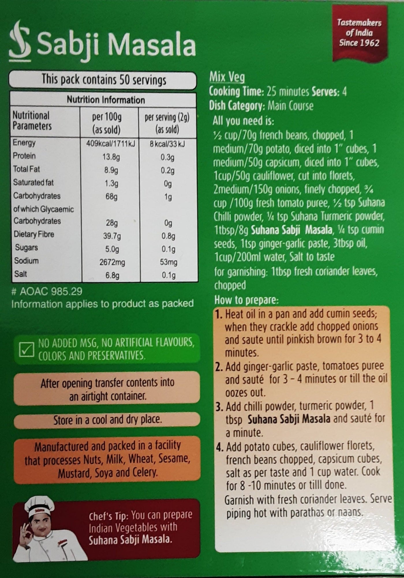 Suhana Masala Sabji 100g - Image 2