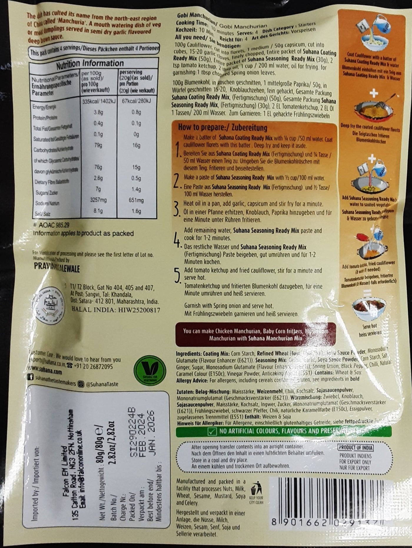 Suhana Instant Masala Spice Mix Manchurian 80g - Image 2
