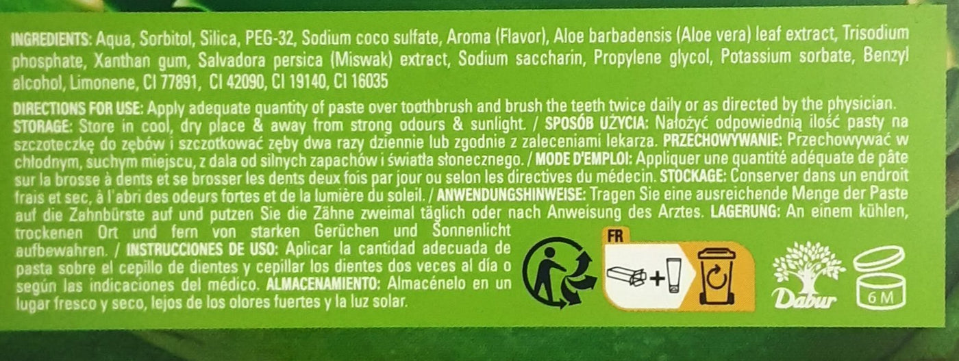 Dabur Toothpaste Sooth + Protect Aloe Vera 100ml - Image 2