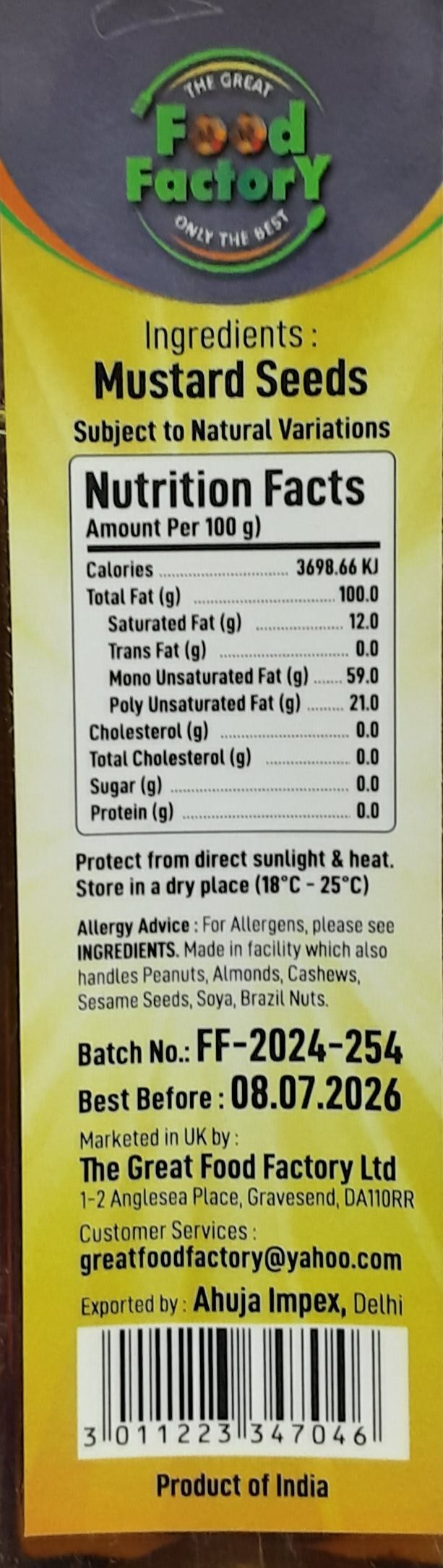 Food Factory Kachi Ghani Mustard Oil 400ml - Image 2