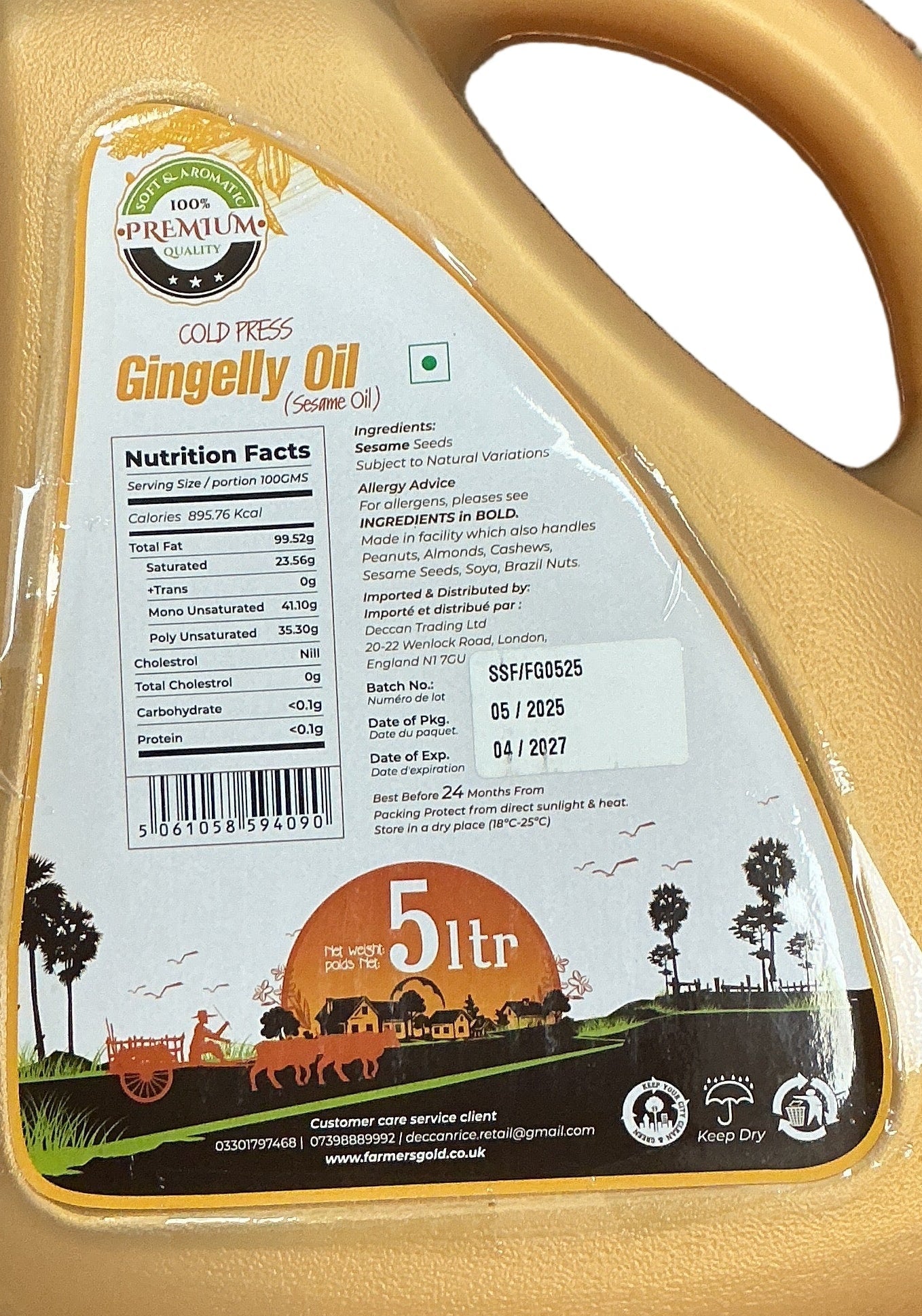 Farmers Gold Oil Gingelly Cold Pressed 5ltr - Image 2