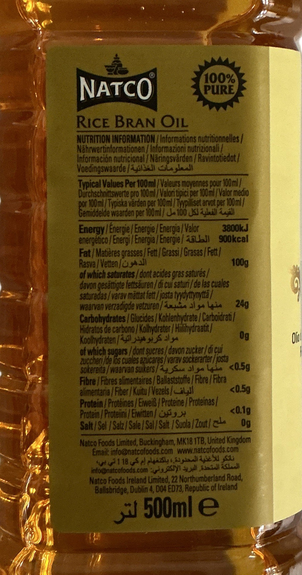 Natco Oil Rice Bran 500ml - Image 2