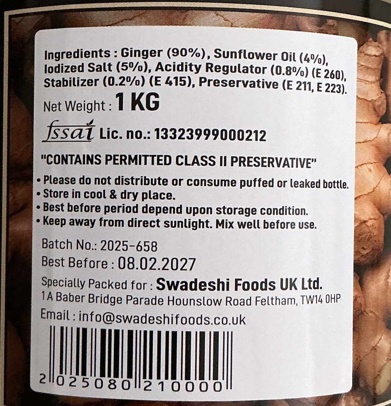 Food Factory Ginger Paste 1Kg - Image 2