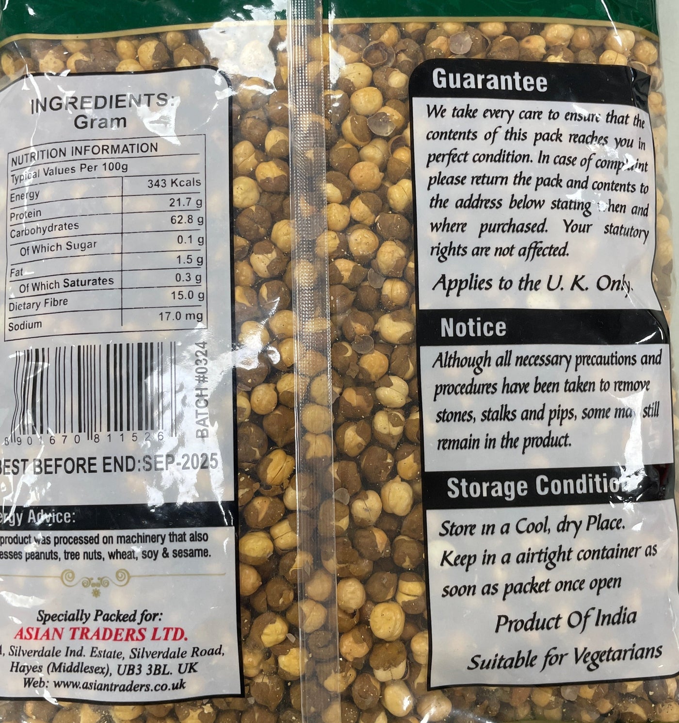 Saras Chana Unsalted 1Kg - Image 2