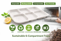 PPS 6 COMP BAGASSE PLATES (12x8")- 50ps