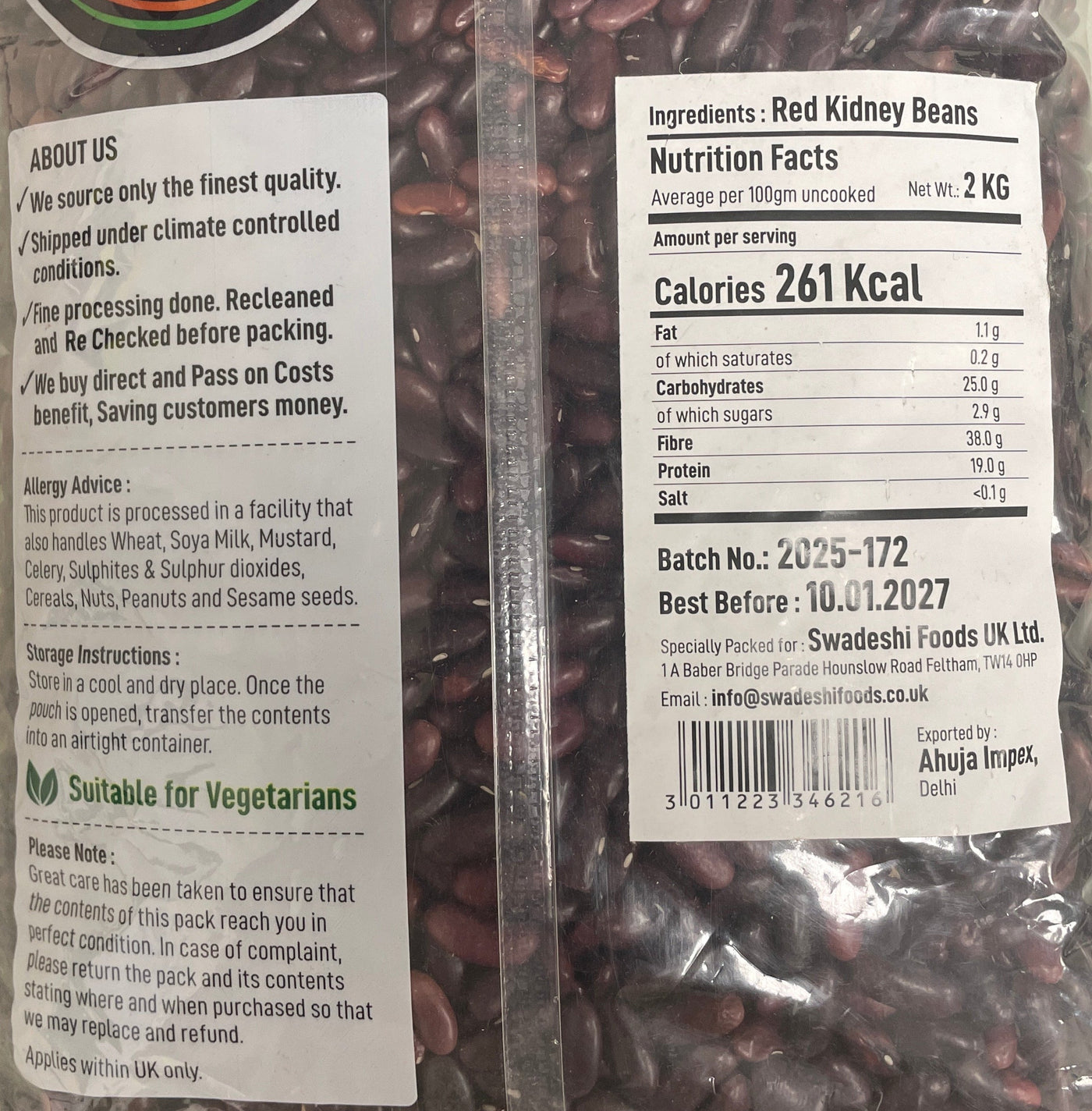 Food Factory Beans Red Kidney Rajmah 2Kg - Image 2
