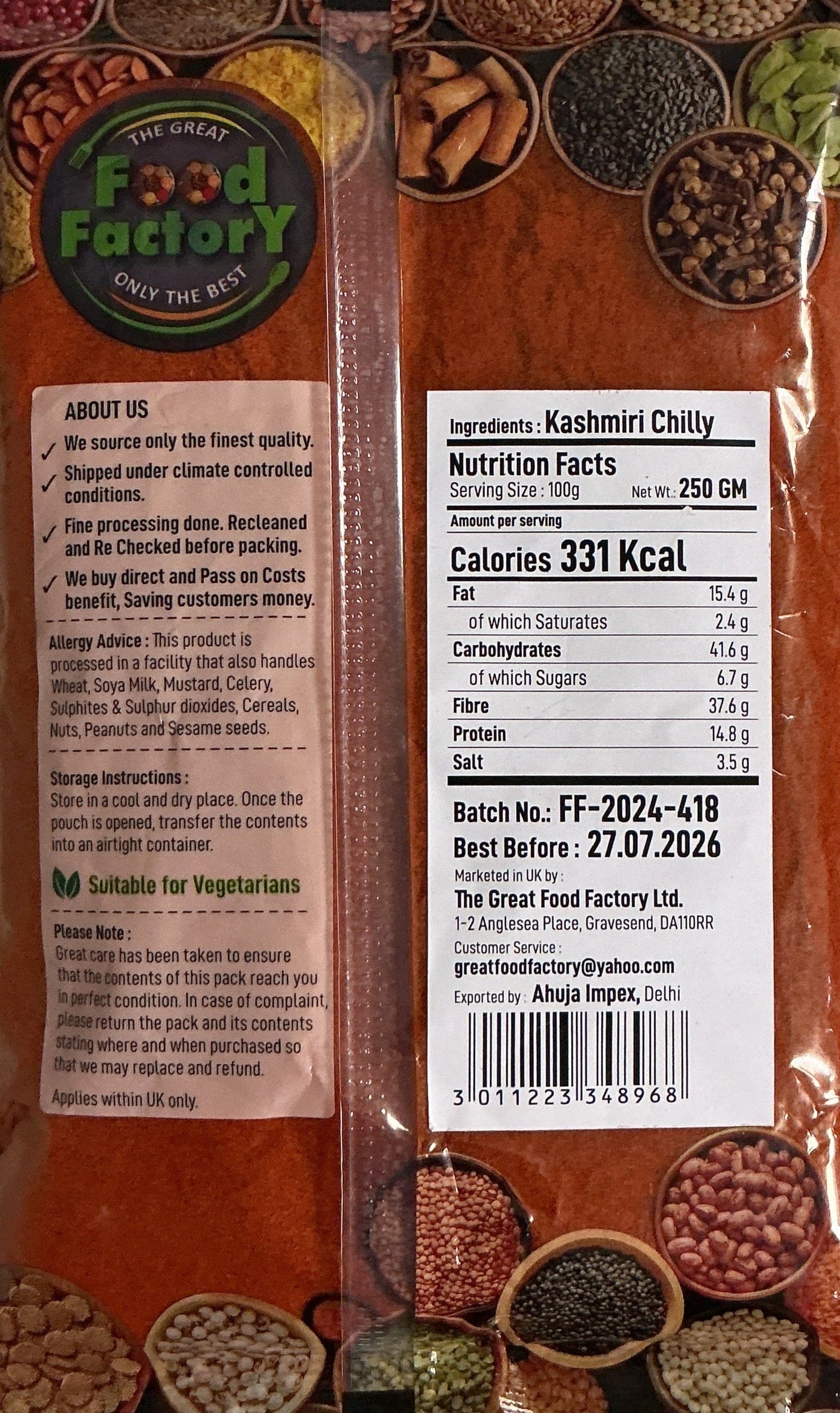 Food Factory Kashmiri Chilli Powder 250g - Image 2