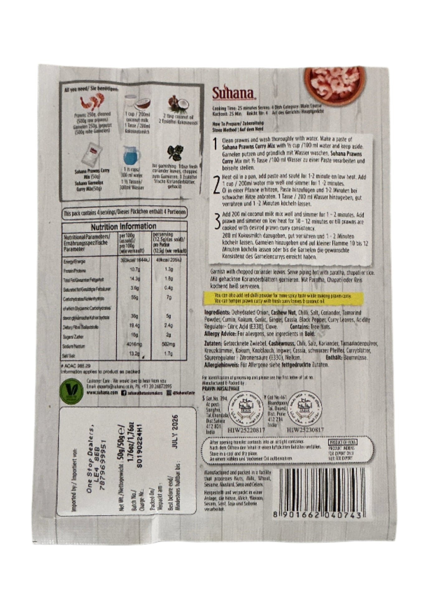 Suhana Masala Spice Mix Prawns Curry 50g - Image 2