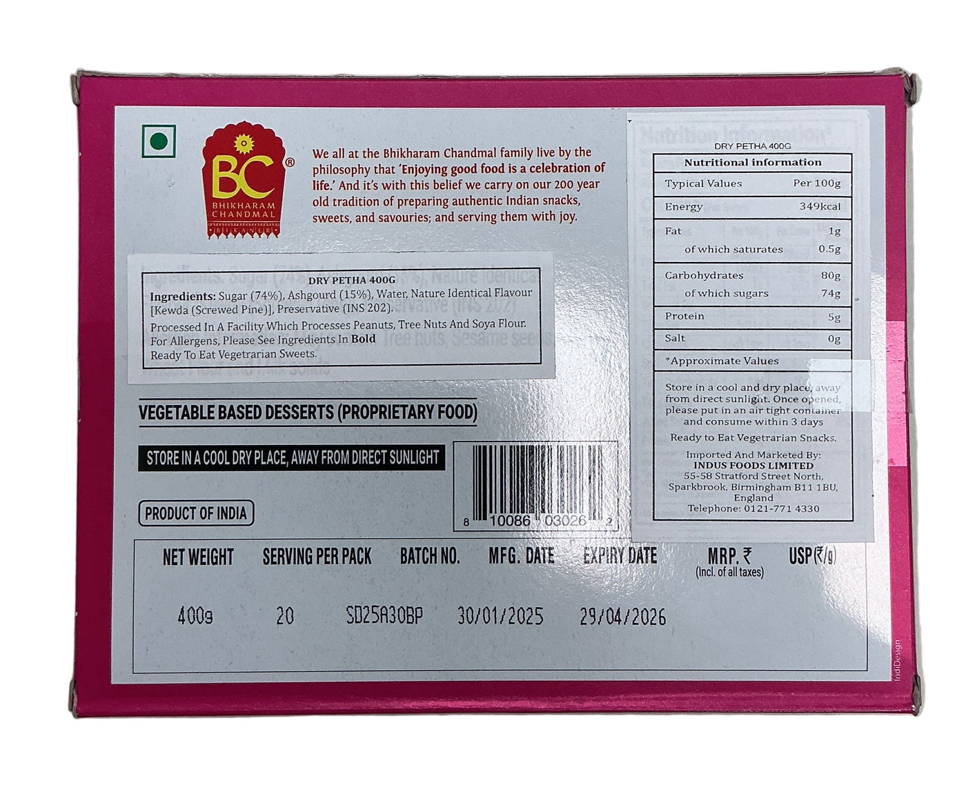 Bhikharam Chandmal Sweets Bikaneri Dry Petha 400g - Image 2