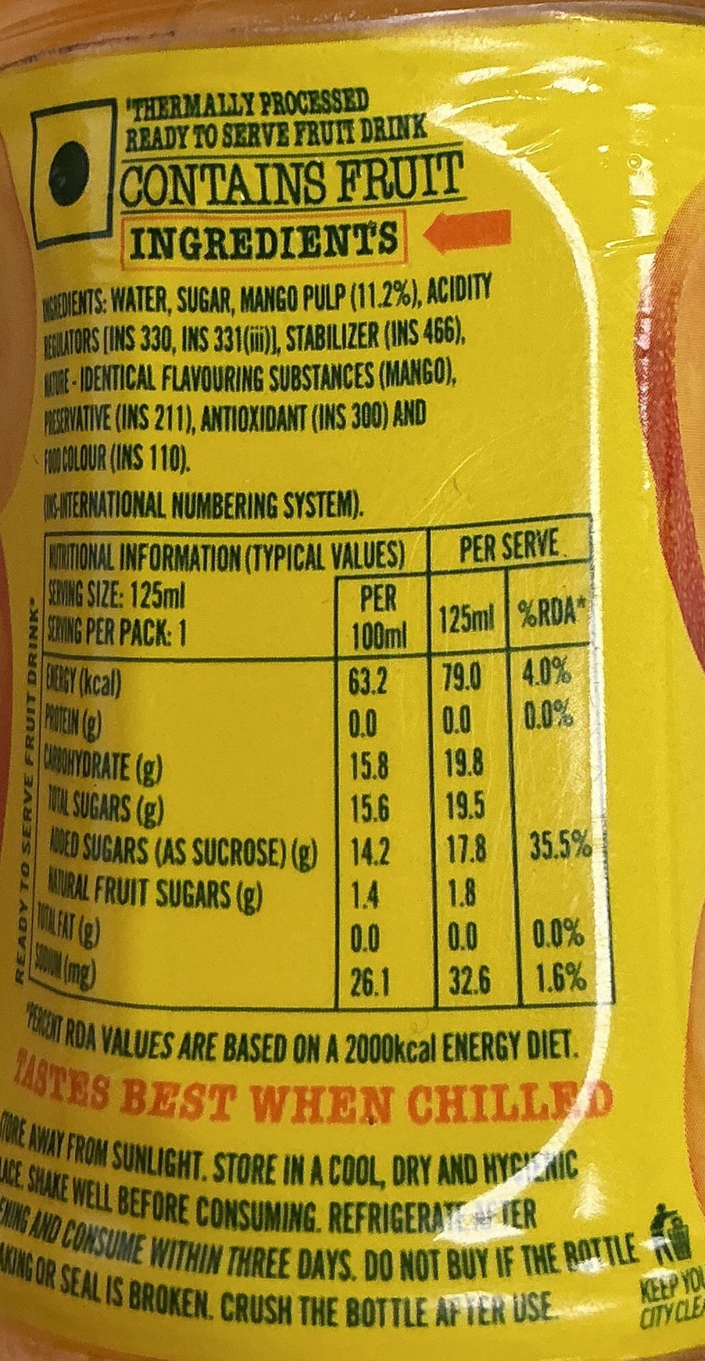 Frooti Mango Drink 125ml 3 For £1.20 - Image 2
