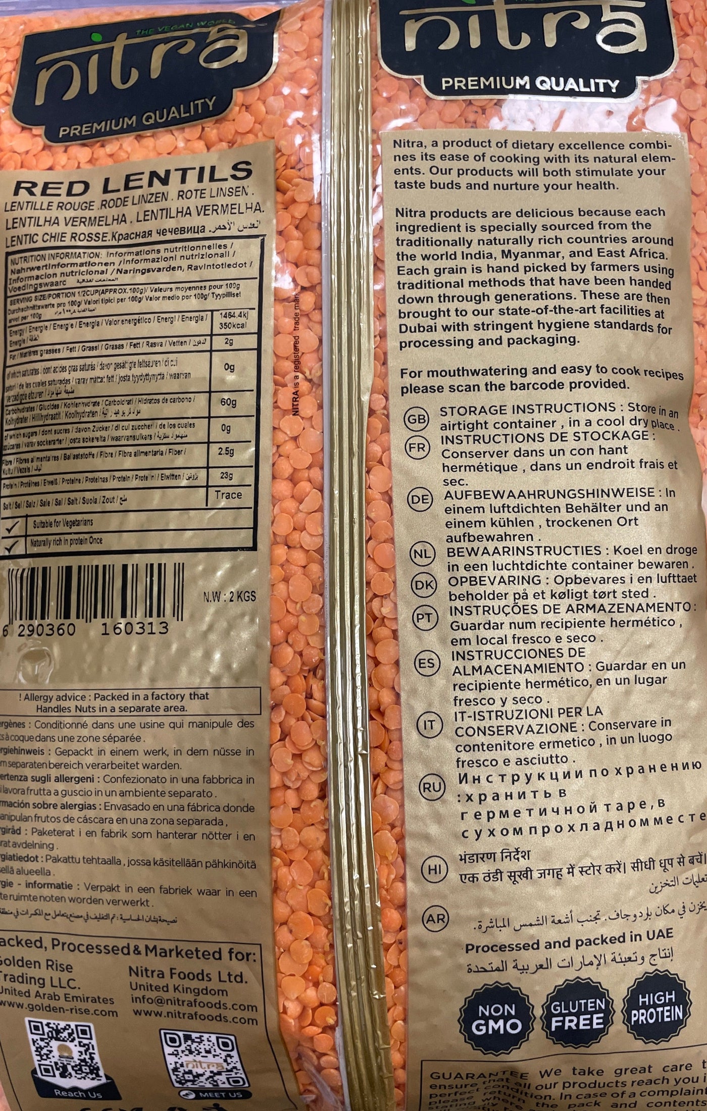Nitra Lentils Red Split Dall Premium Quality 2Kg - Image 2